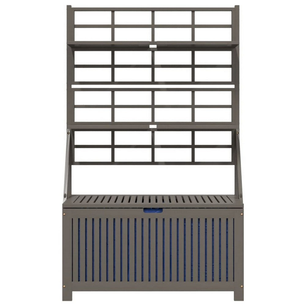 Garden Storage Box with Trellis | Shelves | 63’’ Gray Solid Acacia Wood BM326435