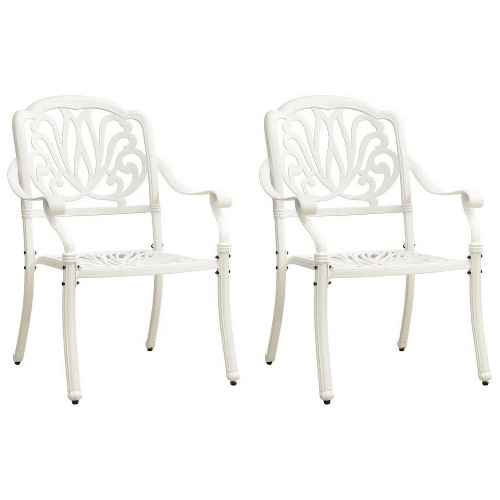 Kasa Outdoor 3pc Breakfast Bistro Set | 2 Chairs 1 Table | White Metal BM326439