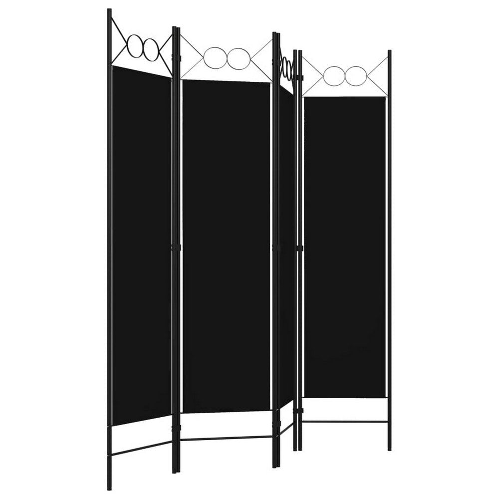 Dina 4 Panel Room Divider Screen | Black Fabric and Iron Frame | 63’’ BM326441