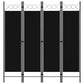 Dina 4 Panel Room Divider Screen | Black Fabric and Iron Frame | 63"