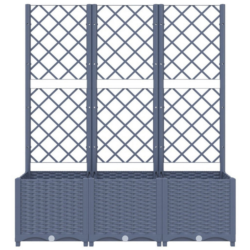 Outdoor Garden Flower Bed Planter with Trellis | 54’’ Modern Dark Gray BM326446