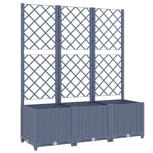 Outdoor Garden Flower Bed Planter with Trellis | 54" Modern Dark Gray