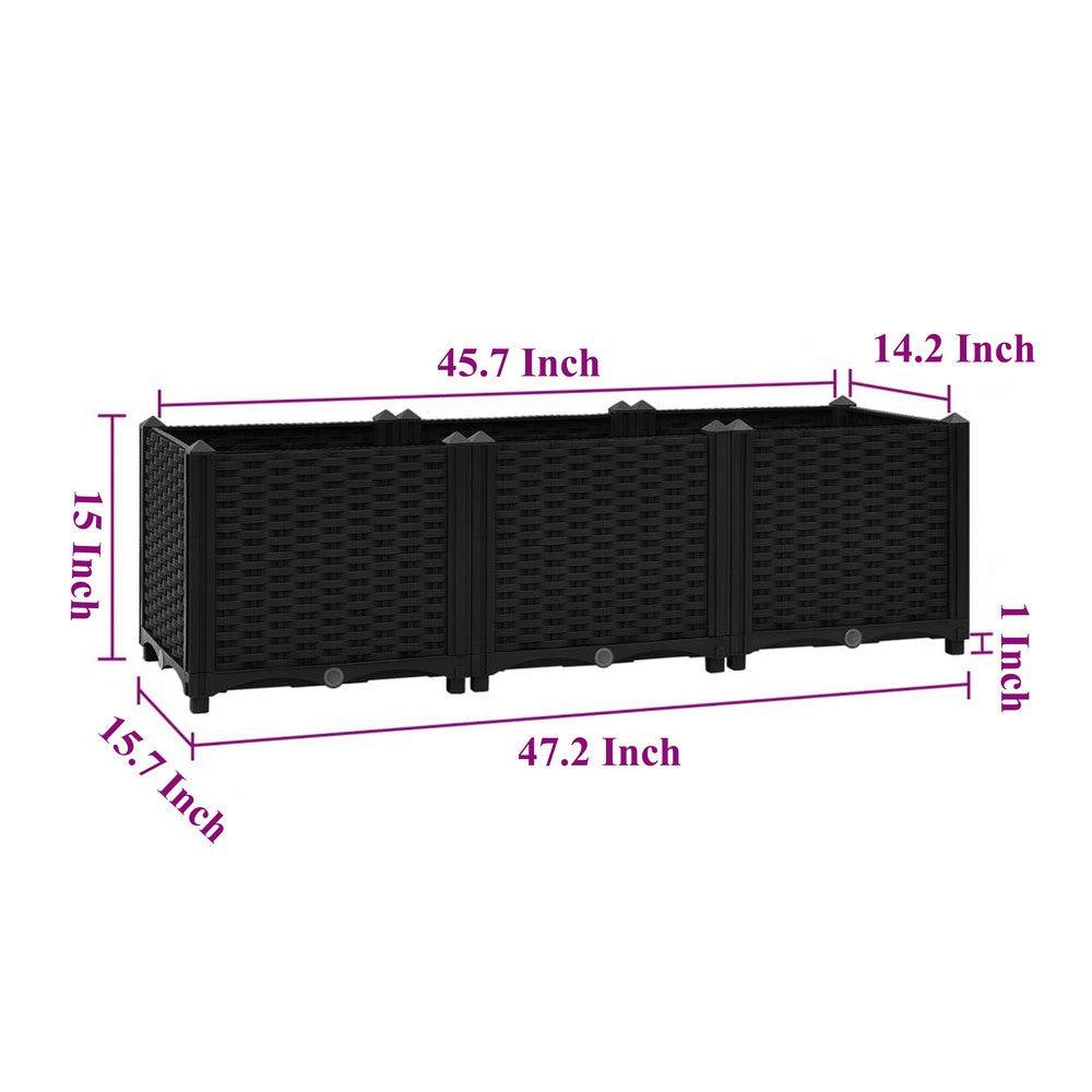 Outdoor Garden Raised Flower Bed | 63 x 16 Black Polypropylene Frame BM326448