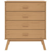 Tall Dresser Chest | 4 Drawers | 30’’ Modern Brown Solid Pine Wood BM326451