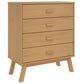 Tall Dresser Chest | 4 Drawers | 30" Modern Brown Solid Pine Wood