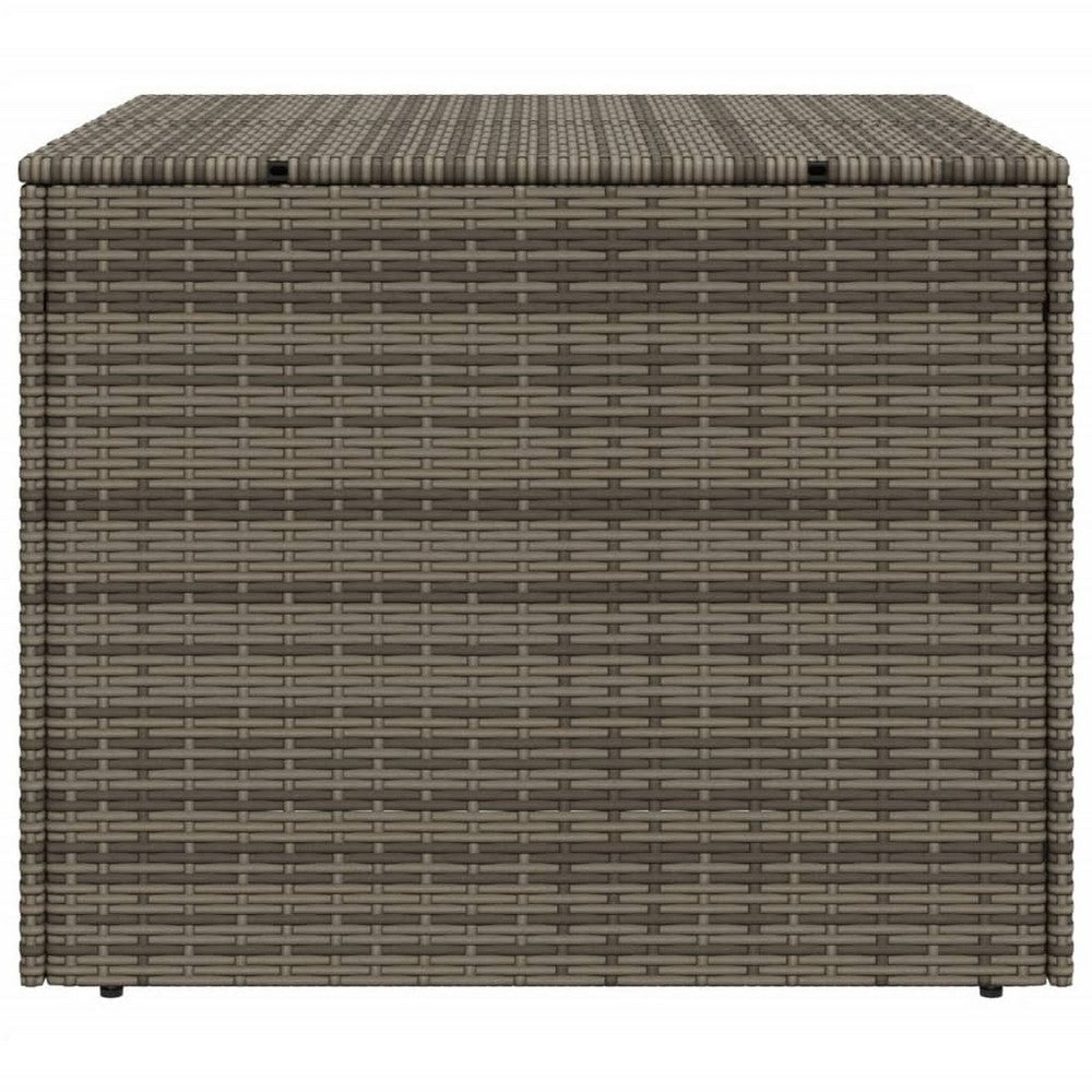 Outdoor Garden Storage Chest | Gray Poly Rattan | Powder Coated Steel BM326453