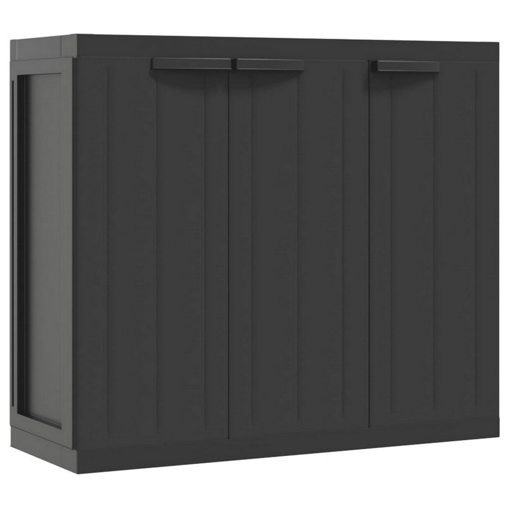 Reina Outdoor Storage Cabinet with Shelf | Black Polypropylene | 38"