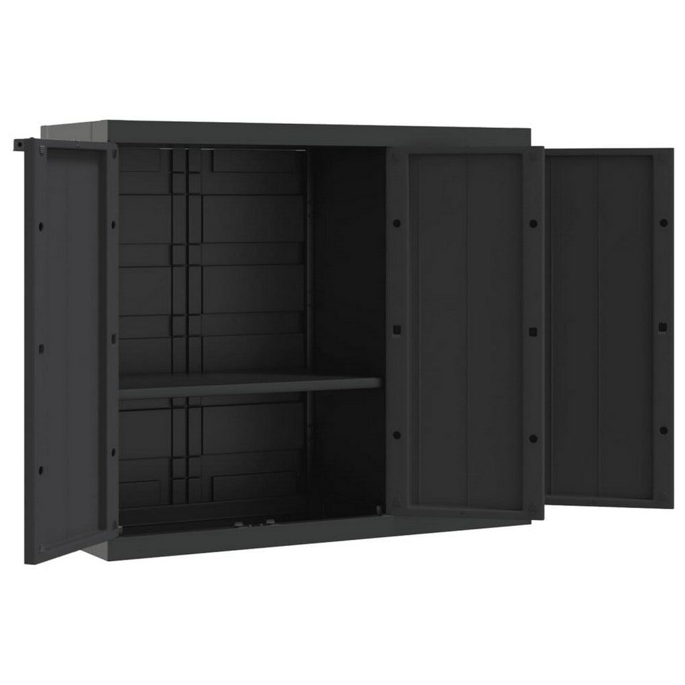 Reina Outdoor Storage Cabinet with Shelf | Black Polypropylene | 38’’ BM326454