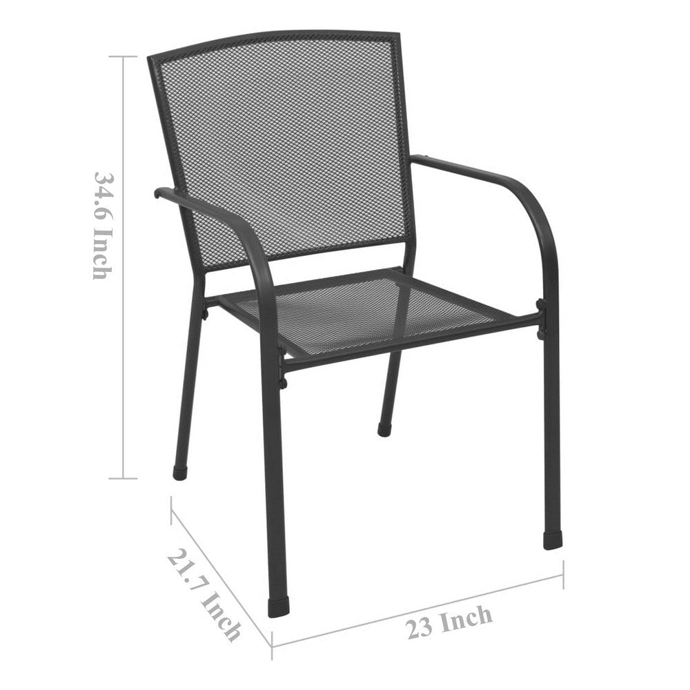 Outdoor Dining ArmSet of 4 | Dark Gray Steel Frame | Mesh Design BM326457