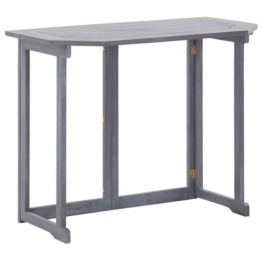 Outdoor Folding Balcony Table | Rectangular 35" | Gray Acacia Wood