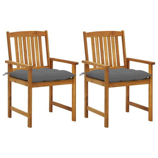 Blaire Outdoor Accent Set of 2 | Gray Fabric | Brown Acacia Wood