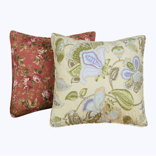 Eiger Fabric Decorative Pillow with Floral Prints, Set of 2, Multicolor By Casagear Home