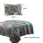 3 Piece Queen Size Cotton Quilt Set with Paisley Print Teal Blue By Casagear Home BM42334