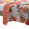 3 Piece Cotton Full Size Quilt Set with Stencil Flower Print Multicolor By Casagear Home BM42363