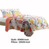 3 Piece Cotton Full Size Quilt Set with Stencil Flower Print Multicolor By Casagear Home BM42363