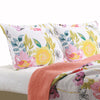 3 Piece Cotton King Size Quilt Set with Stencil Flower Print Multicolor By Casagear Home BM42364