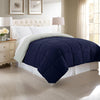 Genoa King Size Box Quilted Reversible Comforter By Casagear Home, Silver and Blue