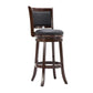 Round Wooden Swivel Barstool with Padded Seat and Back Dark Brown by Casagear Home BM61367