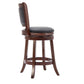 Round Wooden Swivel Barstool with Padded Seat and Back Cherry Brown By The Urban Port BM61369