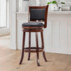 Round Wooden Swivel Barstool with Padded Seat and Back Cherry Brown By The Urban Port BM61369