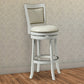 Nailhead Trim Round Leatherette Barstool with Flared Legs, White By Casagear Home