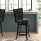 Nailhead Trim Round Leatherette Counter Stool with Flared Legs, Black By Casagear Home