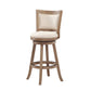 Nailhead Trim Round Barstool with Padded seat and Back Brown and Beige By Casagear Home BM61379