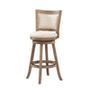 Nailhead Trim Round Barstool with Padded seat and Back Brown and Beige By Casagear Home BM61379