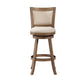 Nailhead Trim Round Barstool with Padded seat and Back Brown and Beige By Casagear Home BM61379