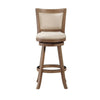 Nailhead Trim Round Barstool with Padded seat and Back Brown and Beige By Casagear Home BM61379