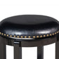 Nailhead Trim Round Leatherette Swivel Counter Stool with Flared Leg Black By Casagear Home BM61400