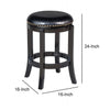 Nailhead Trim Round Leatherette Swivel Counter Stool with Flared Leg Black By Casagear Home BM61400