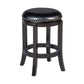 Nailhead Trim Round Leatherette Swivel Counter Stool with Flared Leg Black By Casagear Home BM61400