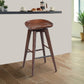 Contoured Seat Wooden Frame Swivel Barstool with Angled Legs, Dark Brown by Casagear Home