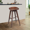 Contoured Seat Wooden Frame Swivel Barstool with Angled Legs, Dark Brown by Casagear Home