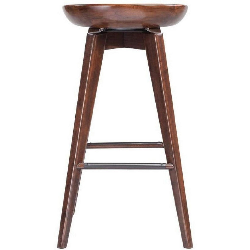 Contoured Seat Wooden Frame Swivel Barstool with Angled Legs Natural Brown by Casagear Home BM61422