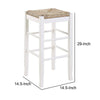 Square Wooden Frame Barstool with Hand Woven Rush White and Brown By Casagear Home BM61434