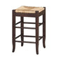 Rush Woven Wooden Frame Counter Stool with Saber Legs Beige and Dark Brown by Casagear Home BM61435