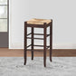 Rush Woven Wooden Frame Barstool with Saber Legs, Beige and Dark Brown by Casagear Home