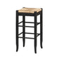 Rush Woven Wooden Frame Barstool with Saber Legs Beige and Black by Casagear Home BM61438