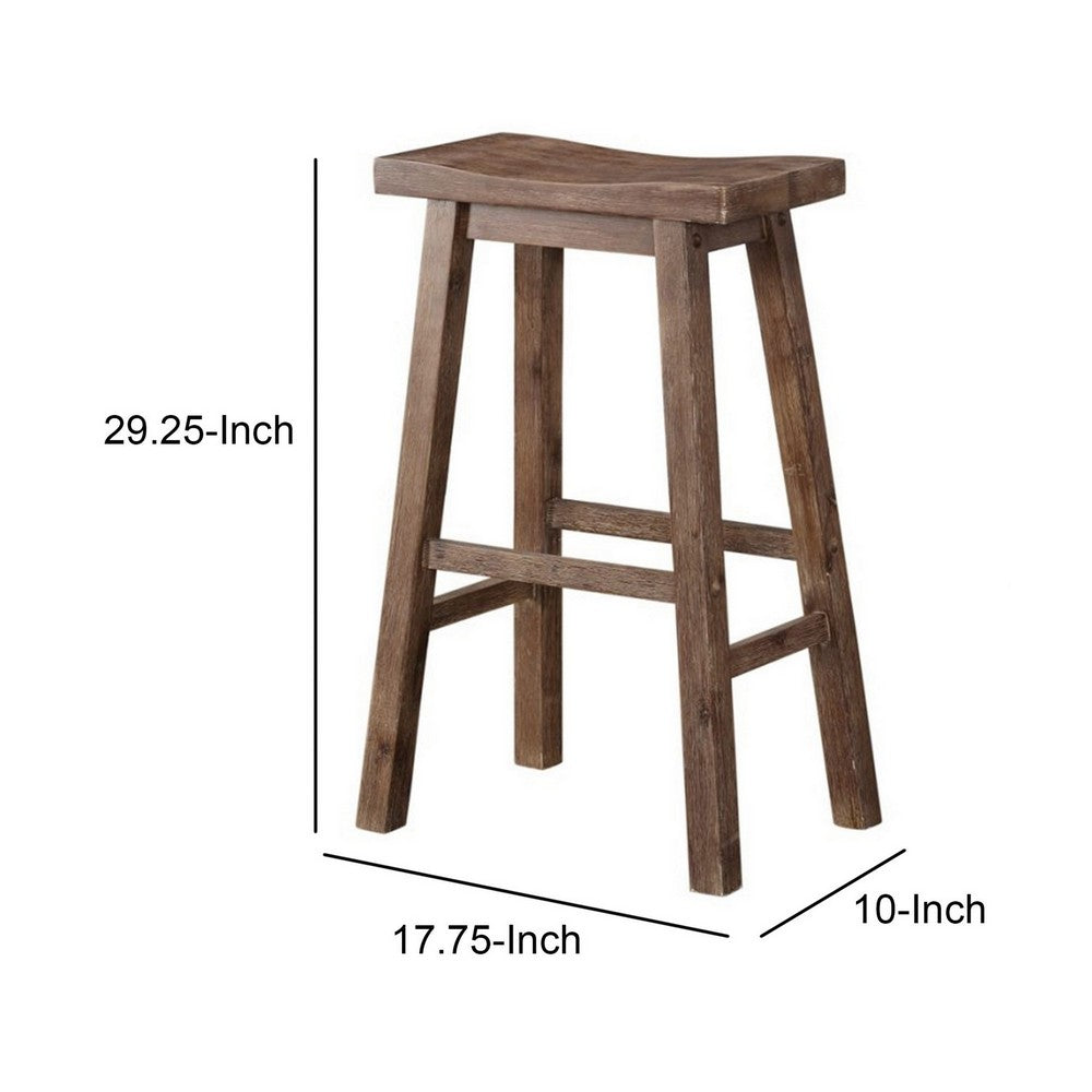 Wooden Frame Saddle Seat Bar Height Stool with Angled Legs Large Gray By Casagear Home BM61442