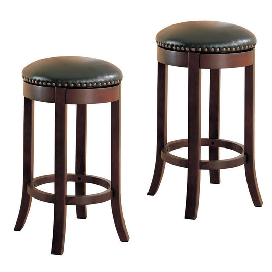 Contemporary 29" Swivel Bar Stool with Upholstered Seat, brown ,Set of 2