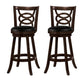 29" Swivel Bar Stool With Upholstered Seat, Black And Brown ,Set Of 2