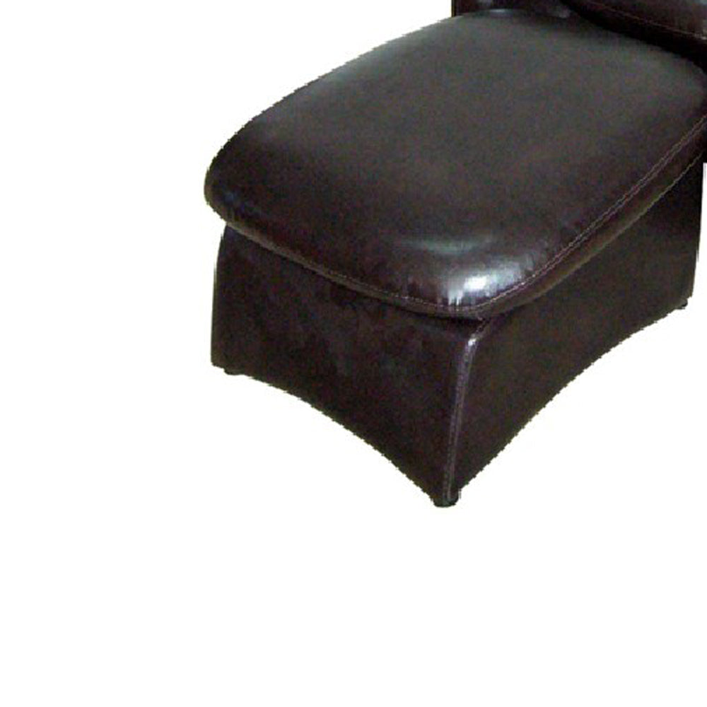 Leatherette Sofa with Sloped Armrests and Separate Leg Rest Dark Brown By Casagear Home BM94730