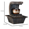 C Shaped Polyresin Frame Fountain with Tapered Base and LED Lights Brown By Casagear Home BM95352