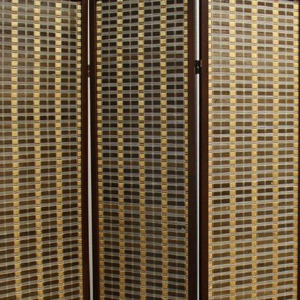 Bamboo and Wood Two Tone 3 Panel Room Divider Dark Brown By Casagear Home BM96148