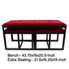 Tufted Leatherette Metal Bench with 2 Extra Seating Red and Black By Casagear Home BM96213