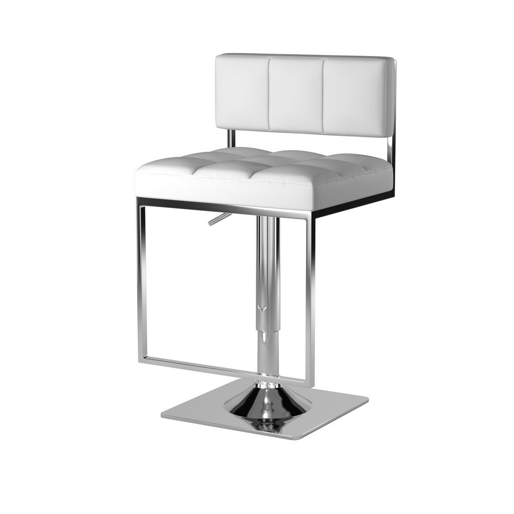 Adjustable Modern Metal Bar Stool White & Silver By Coaster CCA-100193