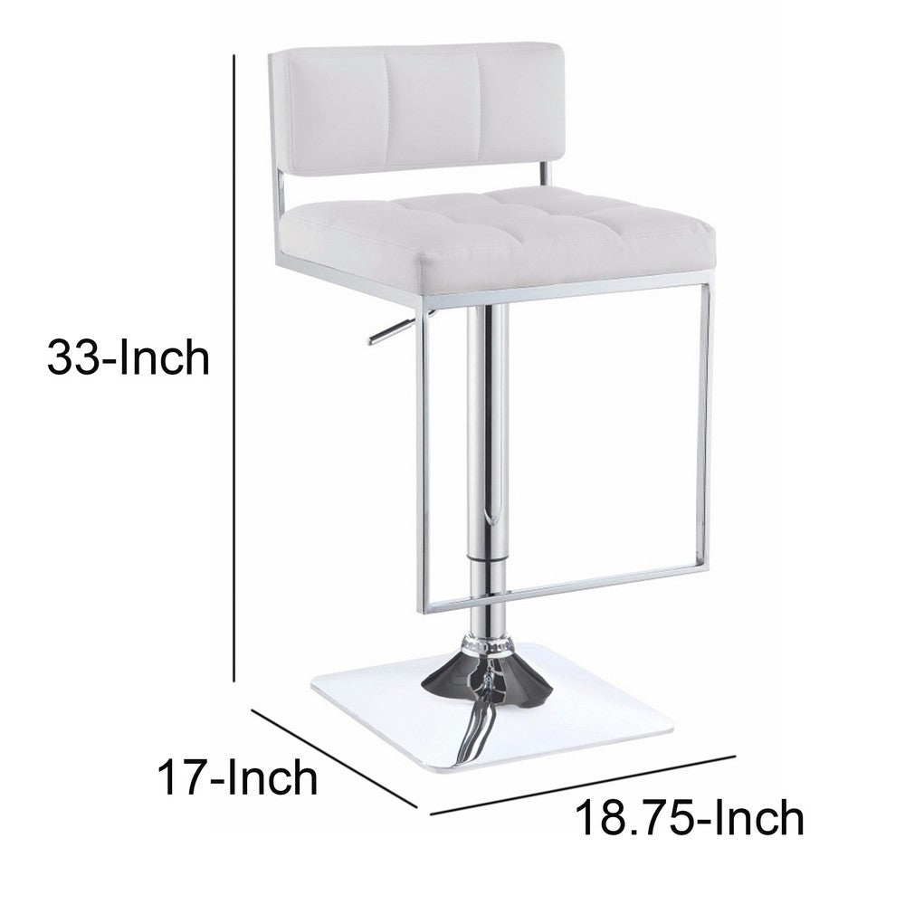 Adjustable Modern Metal Bar Stool White & Silver By Coaster CCA-100193