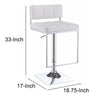 Adjustable Modern Metal Bar Stool White & Silver By Coaster CCA-100193